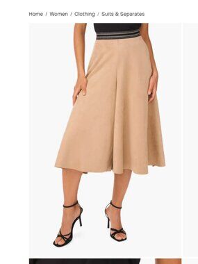 Halogen Faux Suede Wide Leg Culottes - Camel Color - XS